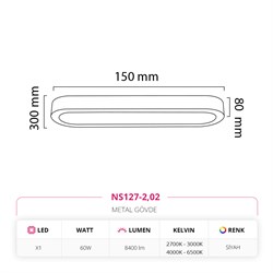 Nevo 150 Cm Sıva Üstü LED Linear Tavan Armatürü Siyah NS127-2