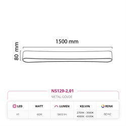 Nevo 150 Cm Sıva Üstü Ledli Linear Tavan Armatürü Beyaz NS129-2
