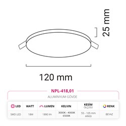 Nevo 18W Sıva Altı Ayarlı Led Panel NPL-418