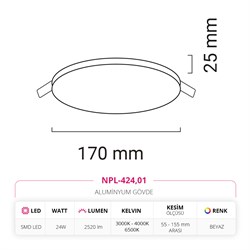 Nevo 24W Sıva Altı Ayarlı Led Panel NPL-424
