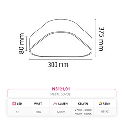 Nevo 30 Cm Sıva Üstü Ledli Tavan Armatürü Beyaz NS121
