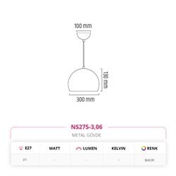 Nevo 30 cm Tekli Top Sarkıt Bakır NS275-3