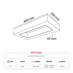 Nevo 30 x 60 cm Linear Sarkıt Siyah NS113