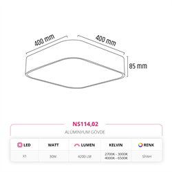 Nevo 40 cm Led Sarkıt Siyah NS114