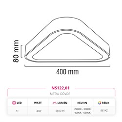 Nevo 40 Cm Sıva Üstü LED Üçgen Linear Tavan Armatürü Beyaz NS122
