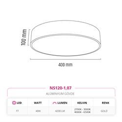 Nevo 40 Cm Sıva Üstü Ledli Tavan Armatürü Gold NS120-1