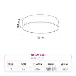 Nevo 40 Cm Sıva Üstü Ledli Tavan Armatürü Eskitme NS120-1