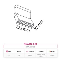 Nevo 48V Frame Led Akordiyon Magnet Armatür Siyah NMA240-2