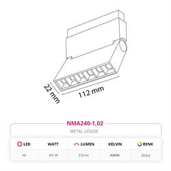 Nevo 48V Frame Led Akordiyon Magnet Armatür Siyah NMA240-1