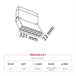Nevo 48V Frame Led Akordiyon Magnet Armatür Beyaz NMA240-3