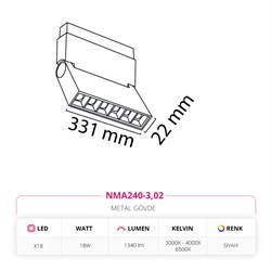 Nevo 48V Frame Led Akordiyon Magnet Armatür Siyah NMA240-3
