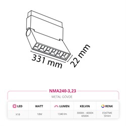 Nevo 48V Frame Led Akordiyon Magnet Armatür Eskitme Siyah NMA240-3