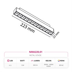 Nevo 48V Frame Led Magnet Linear Armatür Beyaz NMA220-2