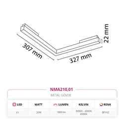 Nevo 48V Linear Köşe Magnet Armatür Beyaz NMA210