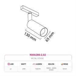 Nevo 48V Magnet Ray Spot Siyah NMA280-2