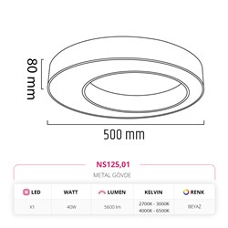 Nevo 50 Cm Sıva Üstü LED Linear Tavan Armatürü Beyaz NS125