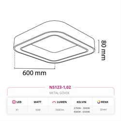 Nevo 60 Cm Sıva Üstü LED Linear Tavan Armatürü Siyah NS123-1