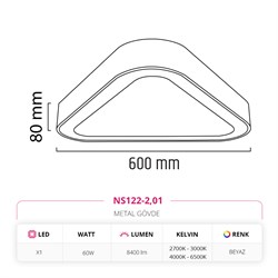 Nevo 60 Cm Sıva Üstü LED Üçgen Linear Tavan Armatürü Beyaz NS122-2