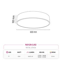 Nevo 60 Cm Sıva Üstü Ledli Tavan Armatürü Siyah NS120-3