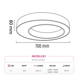 Nevo 70 Cm Sıva Üstü LED Linear Tavan Armatürü Beyaz NS125-2