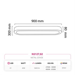 Nevo 90 Cm Sıva Üstü LED Linear Tavan Armatürü Siyah NS127