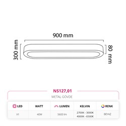 Nevo 90 Cm Sıva Üstü LED Linear Tavan Armatürü Beyaz NS127