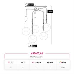 Nevo Beşli Sarkıt Siyah NS2007