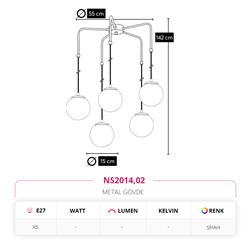 Nevo Beşli Sarkıt Siyah NS2014