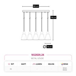 Nevo Beşli Sıralı Sarkıt Siyah Krom NS2020