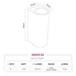 Nevo Çift Yönlü Bahçe Aplik Siyah NW937