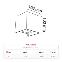 Nevo Çift Yönlü Dış Mekan Aplik Beyaz NW710