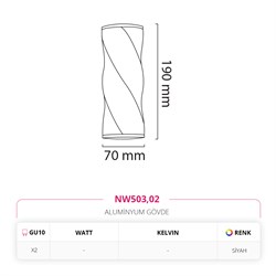Nevo Çift Yönlü Dış Mekan Aplik Siyah NW503
