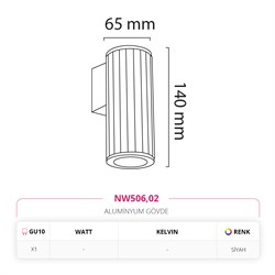 Nevo Çift Yönlü Dış Mekan Aplik Siyah NW506