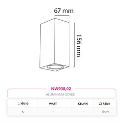 Nevo Çift Yönlü Dış Mekan Aplik Siyah NW938