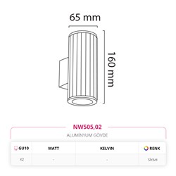 Nevo Çift Yönlü Dış Mekan Aplik Siyah NW505