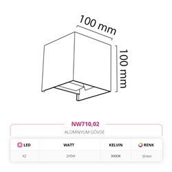 Nevo Çift Yönlü Dış Mekan Aplik Siyah NW710