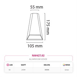 Nevo Çift Yönlü Dış Mekan Aplik Siyah NW427