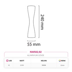 Nevo Çift Yönlü Dış Mekan Aplik Siyah NW502