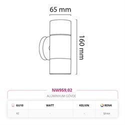Nevo Çift Yönlü Dış Mekan Aplik Siyah NW959