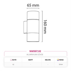 Nevo Çift Yönlü Dış Mekan Aplik Siyah NW507