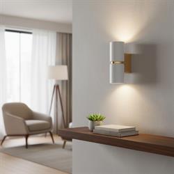 Nevo Çift Yönlü İç Mekan Aplik Beyaz Gold NA101