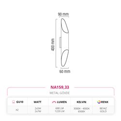 Nevo Çift Yönlü İç Mekan Aplik Beyaz Gold NA159