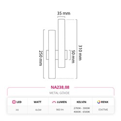 Nevo Çift Yönlü İç Mekan Aplik Eskitme NA238