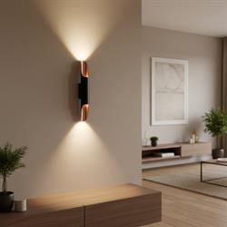 Nevo Çift Yönlü İç Mekan Aplik Siyah Bakır NA159