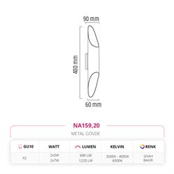 Nevo Çift Yönlü İç Mekan Aplik Siyah Bakır NA159