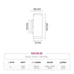 Nevo Çift Yönlü İç Mekan Aplik Siyah Bakır NA138