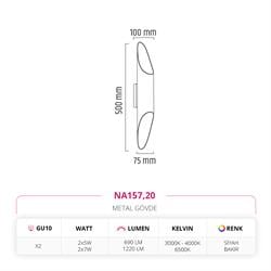 Nevo Çift Yönlü İç Mekan Aplik Siyah Bakır NA157