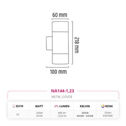Nevo Çift Yönlü İç Mekan Aplik Siyah Eskitme NA144-1