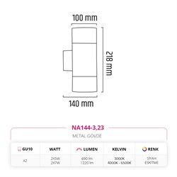 Nevo Çift Yönlü İç Mekan Aplik Siyah Eskitme NA144-3