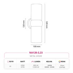 Nevo Çift Yönlü İç Mekan Aplik Siyah Eskitme NA120-3